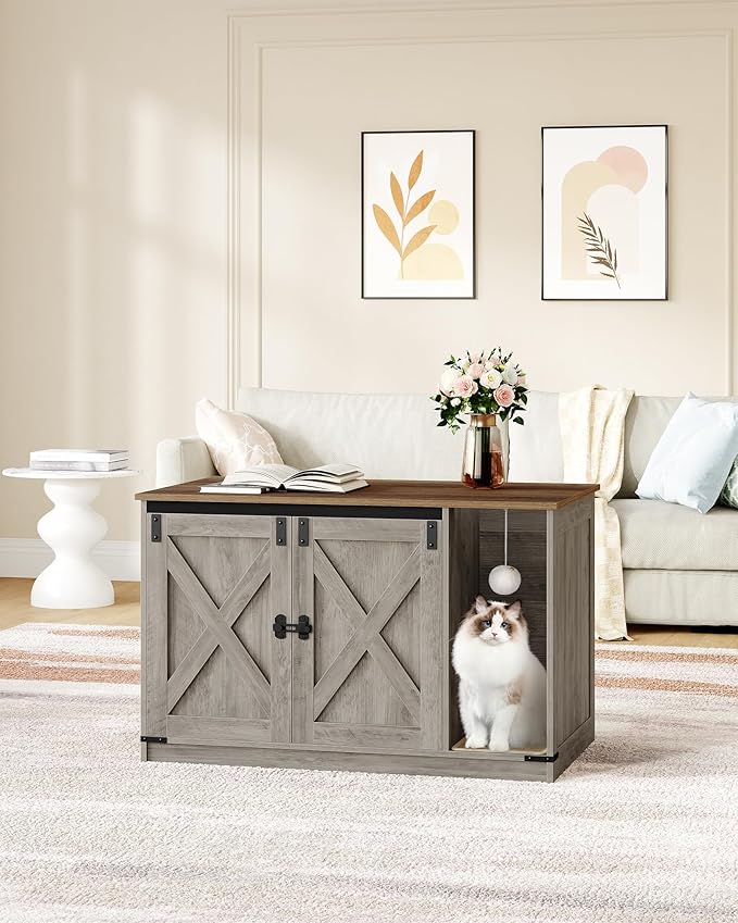 Hzuaneri Cat Litter Box Enclosure, Hidden Litter Box Cabinet Furniture - Image 2