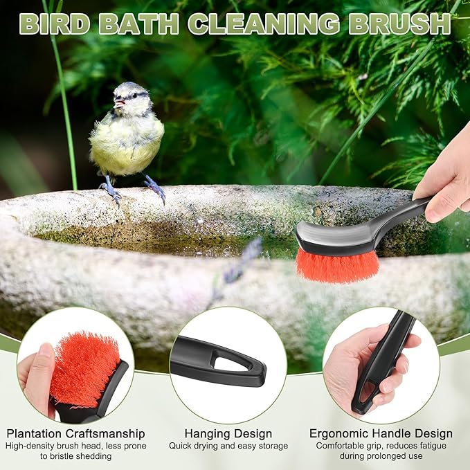 M METERXITY 2-Pack Bird Bath Cleaning Brush, 8.3 Inch Plastic Bird Bath Cleaner - Image 2