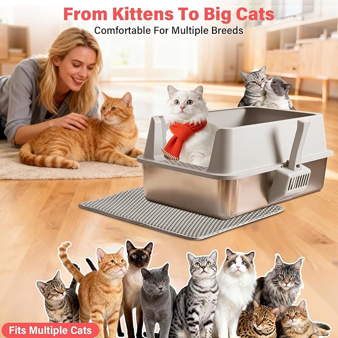 2PACK Stainless Steel Cat Litter Box - Image 2