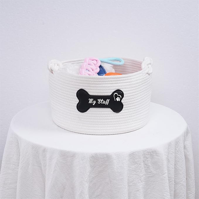 JUPPE Pet Dog Basket with Personalized Name, Dog Toys Storage Organizer Custom - Image 3