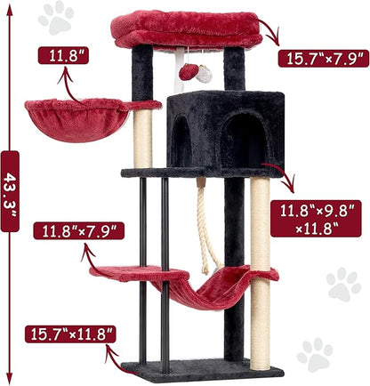 Gitelsnour Cat Tree, Cat Tower for Indoor Cats, 43.3 inch Gothic Cat Tree Tower - Image 7