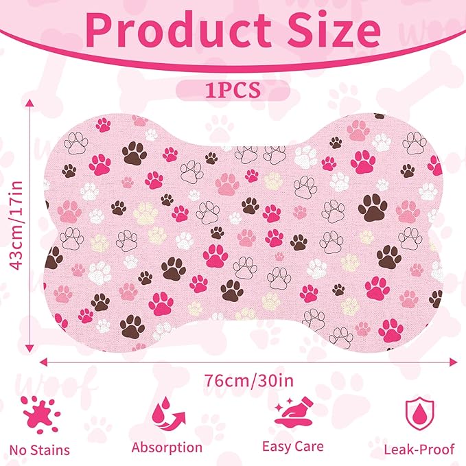 Pet Dog Cat Food Mat, Absorbent Bone Shaped Dog Bowl Mats - Image 3