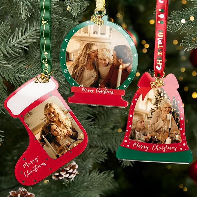 UNIQOOO Jingle Bell Christmas Acrylic Picture Frame Ornaments - Image 2