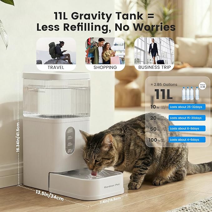 Gardner Pet 2.9 Gallon Automatic Dog Water Bowl Dispenser 11L Gravity Water - Image 2