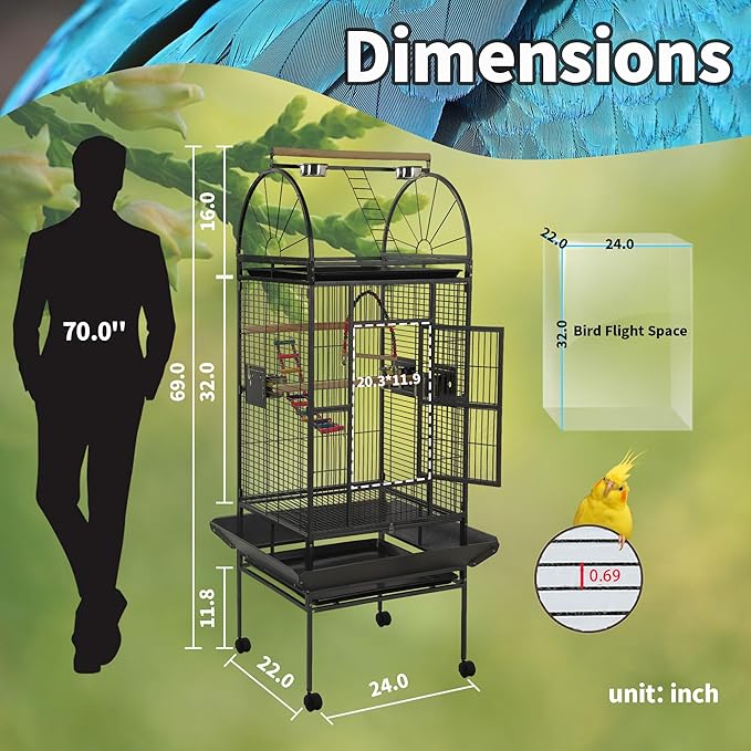 68'' Large Parrot Cage, Large Bird Cages - Image 2