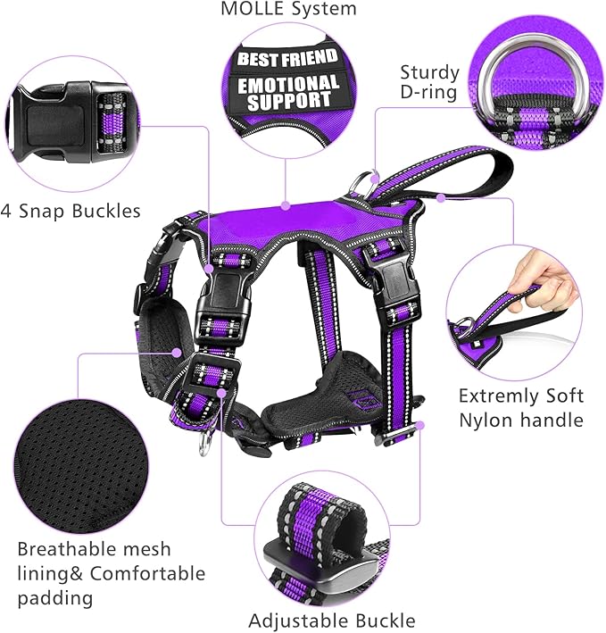 WINSEE Pet Harness Collar and Leash Set, All-in-one Reflective Dog Harness No - Image 4