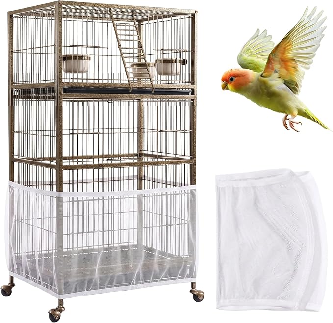 Bird Cage Cover, Bird Cage Seed Catcher, Durable Airy Nylon Mesh Net, by Unknown
