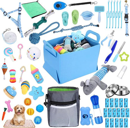 65 Pcs Puppy Supplies Starter Kit Small Dog Essentials Includes Dog Leash by PullCrease
