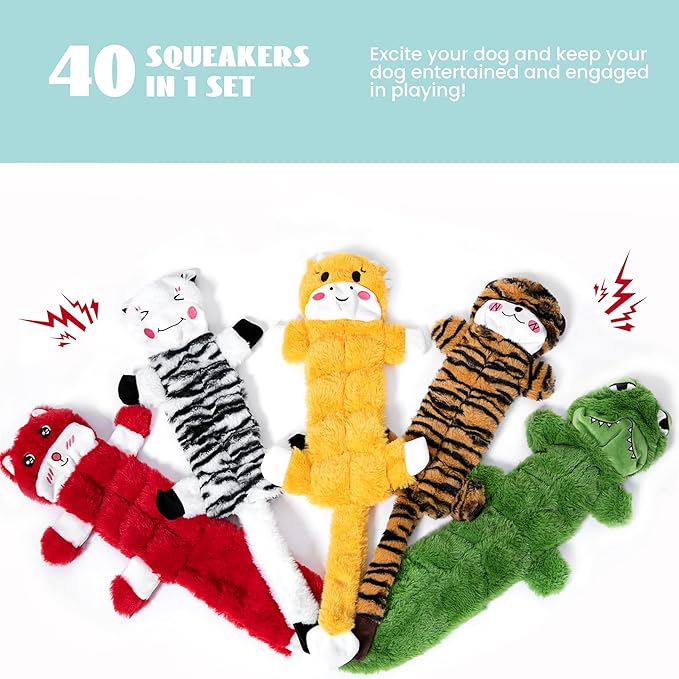 Nocciola 5 PCS No Stuffing Crinkle Dog Squeaky Toys, Durable Dog Toys - Image 2