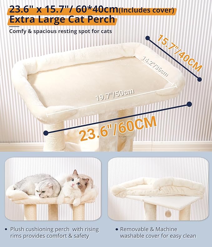 Happi N Pets 28" Cat Tree, Large Bed - Image 5