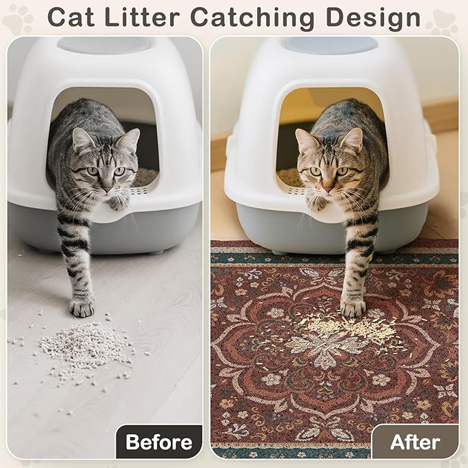 Unicorn Catcher Cat Litter Mat 33" x 22" Non-Slip Litter Box Mat Washable - Image 2