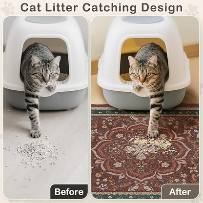 Unicorn Catcher Cat Litter Mat 33" x 22" Non-Slip Litter Box Mat Washable - Image 2