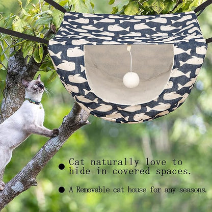 JSPYFITS Cat Cage Hammock with Ball, Double Layer Hanging Adjustable Soft Pet - Image 7