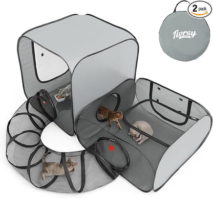 Cat Playpen, 3-in-1 Pop-up Outdoor Cat Enclosure by Tivray