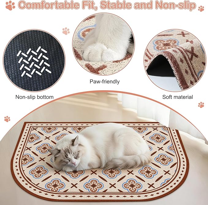 Glittme 33"X22" Arch Shape Cat Litter Mat Trapping Pad Soft Loop-Mesh Litter - Image 3