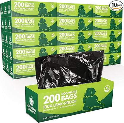 Sherr 10 Boxed Rolls 2000 Counts Dog Poop Bags Bulk Leak Proof Dog Doggy Poop by Sherr