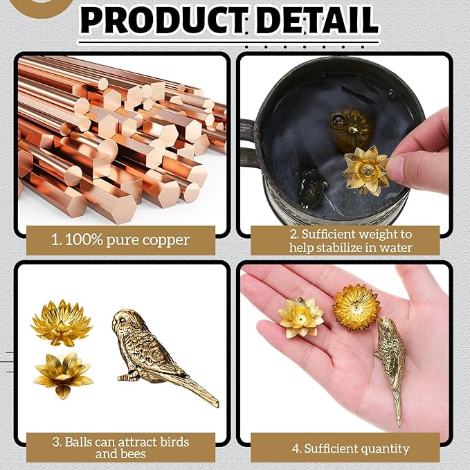 AceOrbit 5 Pcs 99.99% Pure Copper Bird Bath Disk Ornaments Mini Copper Bird - Image 4