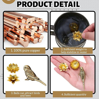 AceOrbit 5 Pcs 99.99% Pure Copper Bird Bath Disk Ornaments Mini Copper Bird - Image 4