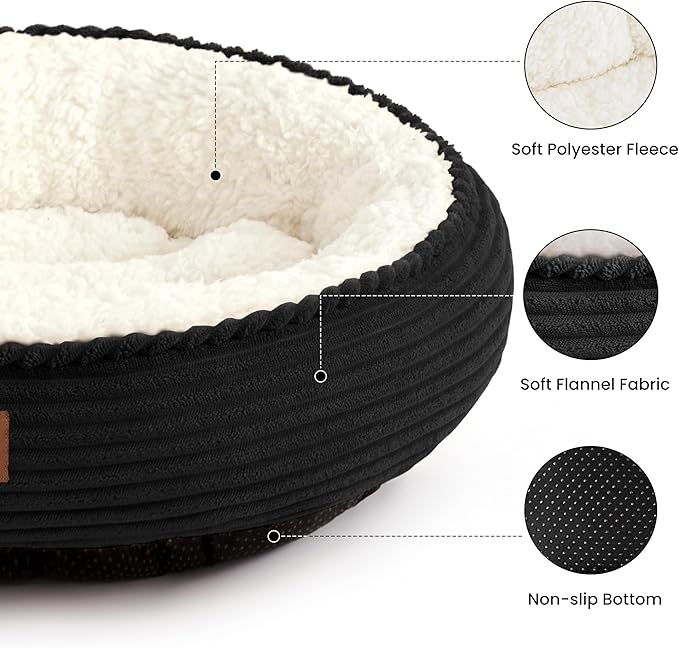 Love's cabin Round Donut Cat and Dog Cushion Bed, 30in Pet Bed - Image 2
