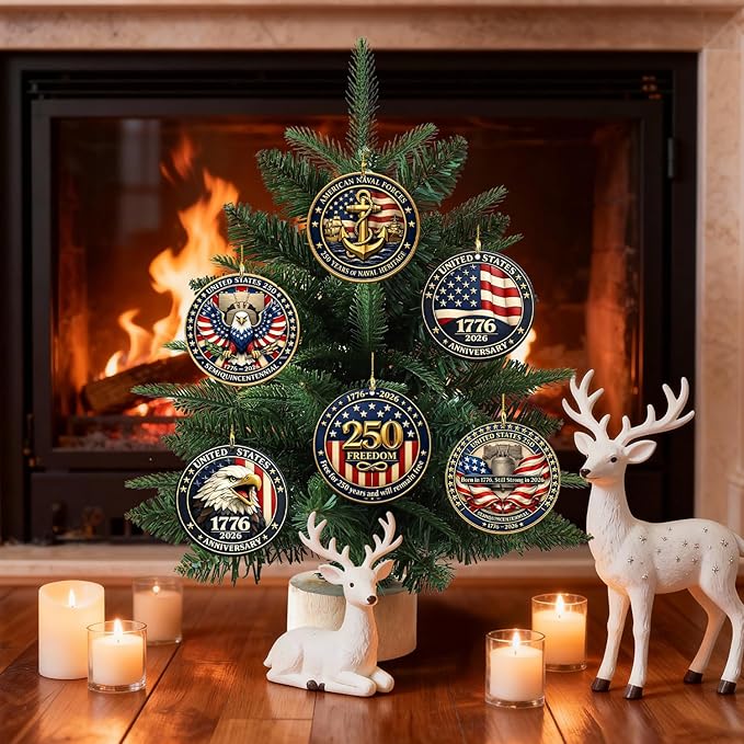 6 Pcs 250 Years Anniversary United States Hanging Ornament Acrylic Round Shaped - Image 6