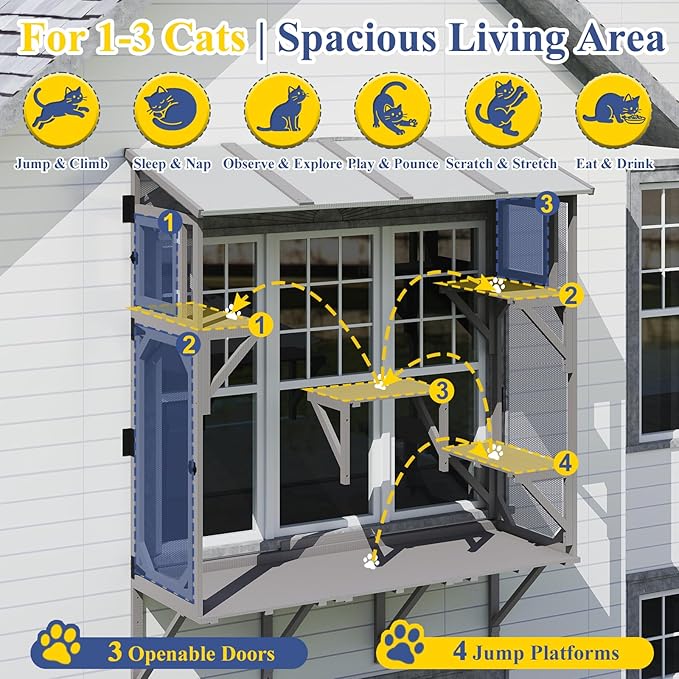 PetsCosset Cat Window Box Wooden Window Catio - Image 2