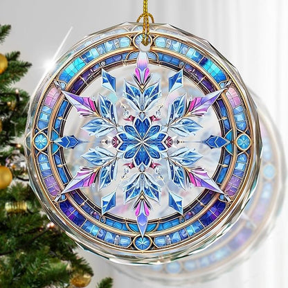Stained Glass Snowflake Ornament, Snowflake Christmas Tree Ornaments, Gift by Kooirsp