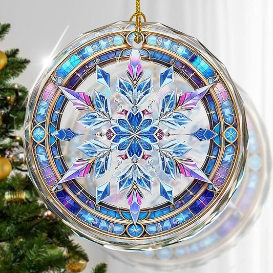 Stained Glass Snowflake Ornament, Snowflake Christmas Tree Ornaments, Gift by Kooirsp
