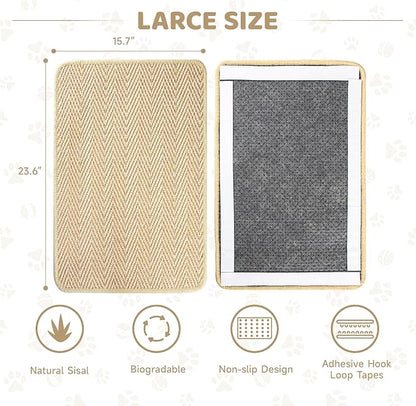 Graciadeco Cat Scratcher Mat 23.6" x 15.7" Sisal Rope 2 Packs Cat Scratch - Image 2