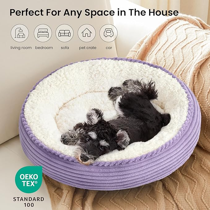 Love's cabin Round Donut Cat and Dog Cushion Bed, 24in Pet Bed - Image 6