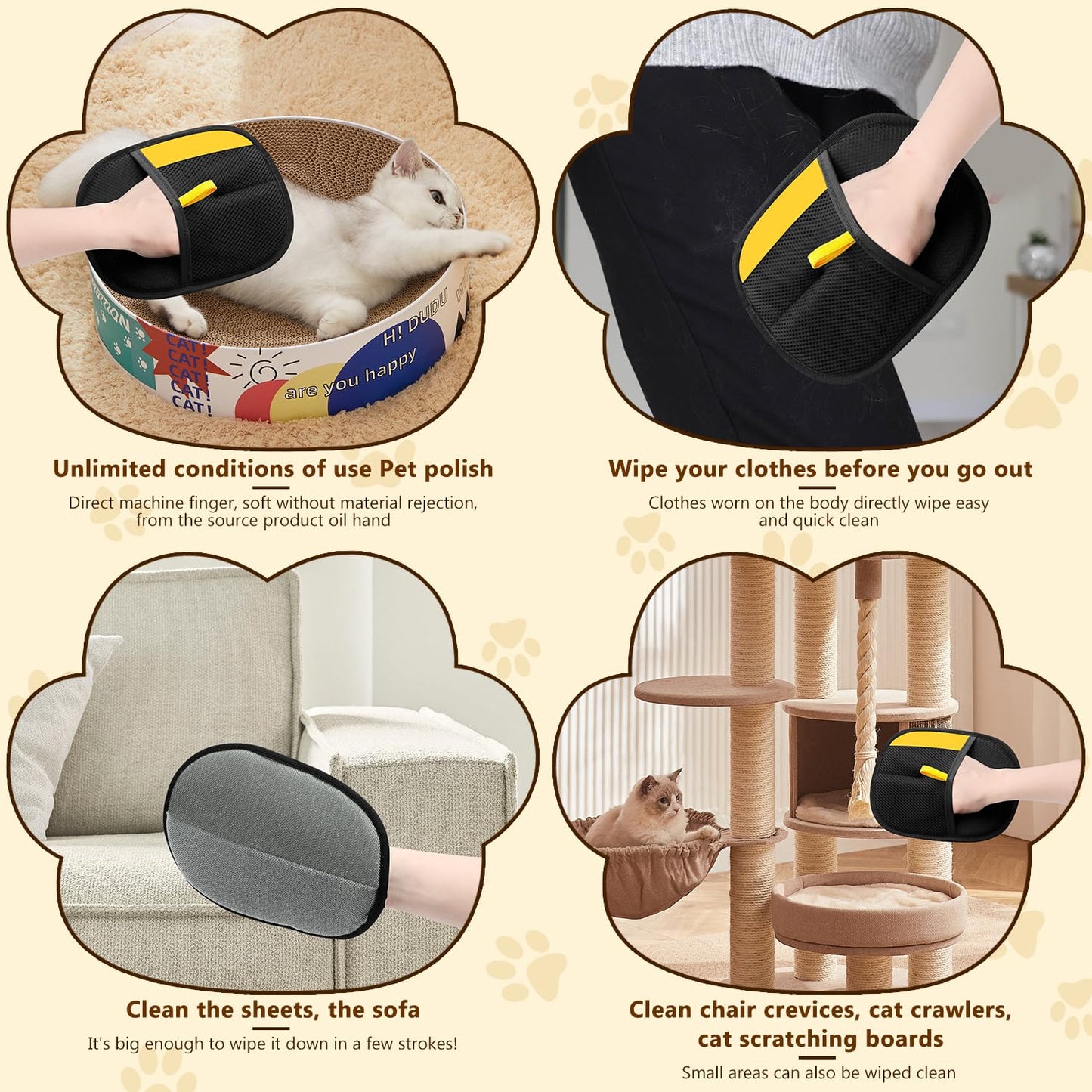 2PCS Pet Hair Remover Gloves, Electrostatic Pet Hair Removal Gloves for Cats & Dogs, Reusable Double Sided Pet Hair Remover,Versatile Grooming Gloves for Washing, Deshedding, Grooming
