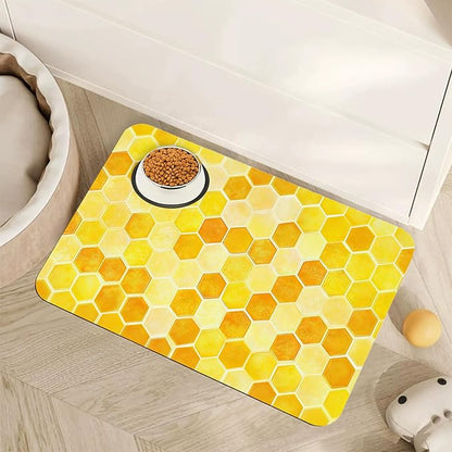 Honeycomb Bee Geometric Dog Food Mat by Unknown