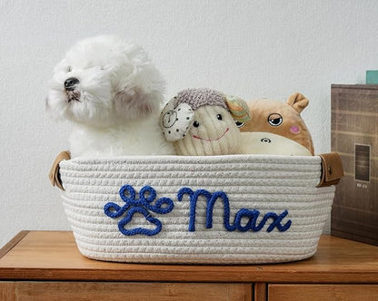 JUPPE Pet Dog Basket with Personalized Name, Dog Toys Storage Organizer Custom - Image 5