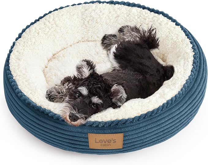 Love's cabin Round Donut Cat and Dog Cushion Bed, 24in Pet Bed by Lovescabin