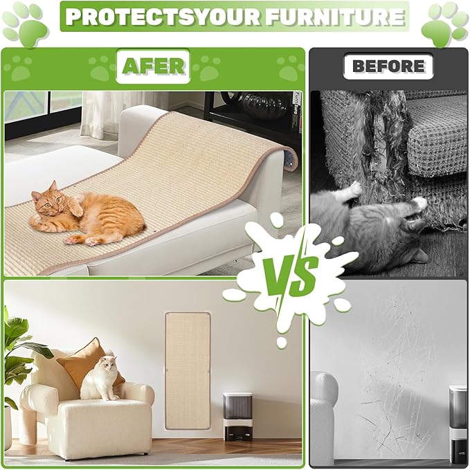 Natural Sisal Cat Wall Climbing Carpet, Wall Scratcher Carpet Mat Pad, Cat - Image 6