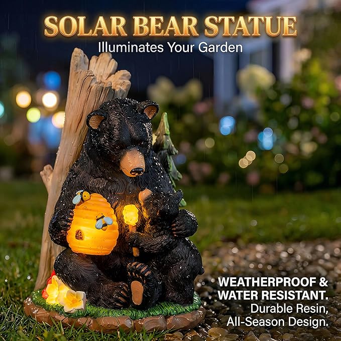 C&Y&G&X Solar Black Bear Garden Statue - Image 4