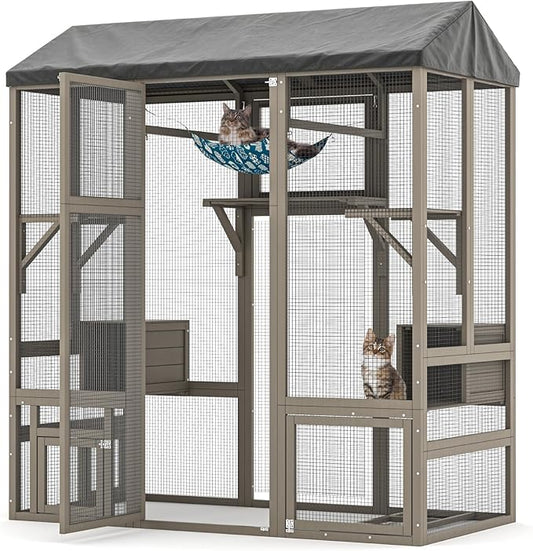 TIMHAKA Large Catio Outdoor Cat Enclosure, 71 inch Cat Catio by TIMHAKA