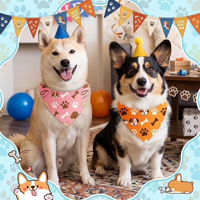 50 Pcs Paw Prints Dog Bandanas Bulk Bone Bandanas - Image 2
