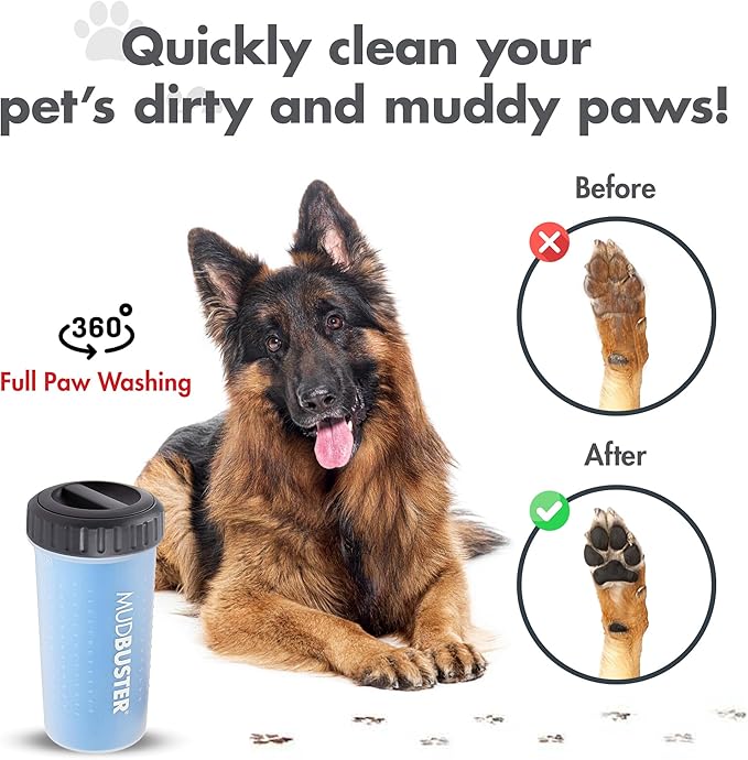 Dexas Lidded MudBuster Large Dog Paw Cleaner, Pro Blue, Fits 2.5"-3.5" Wide Paws - Image 4