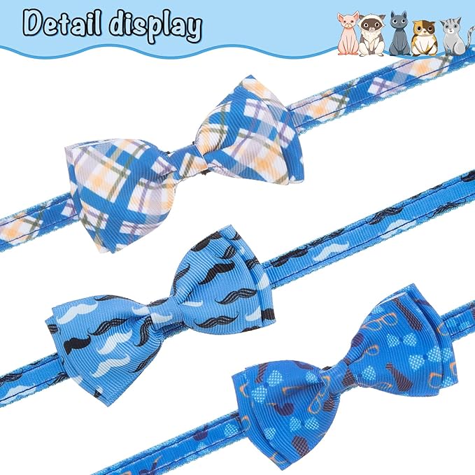 Breakaway Cat Collar with Removable Bow Tie and Bell, 3 Pack Safety Buckle - Image 2