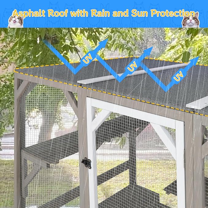 Ketive Large Catio Outdoor Cat Enclosure, Wooden Cat House Outdoor - Image 7