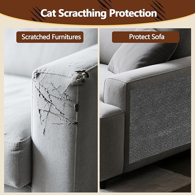 Cat Scratch Furniture Protector, 39.4"x15.8" Self Adhesive Cat Scratch Mat Pad - Image 3