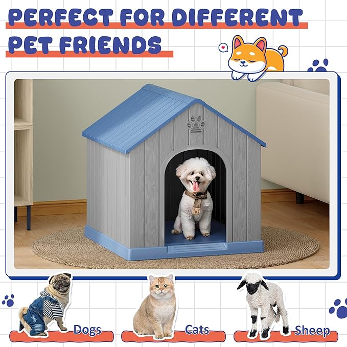 Bifanuo Dog House Outdoor Indoor, Plastic Small Dog House-Weatherproof Design - Image 9