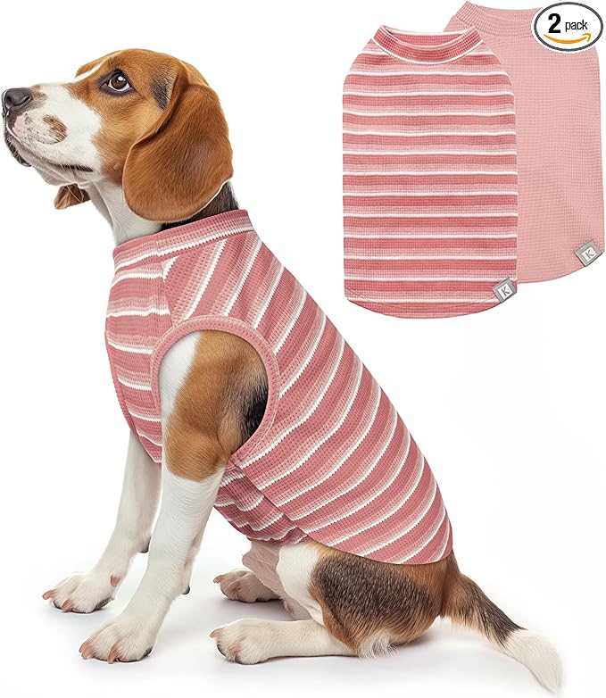 KYEESE 2Pack Waffle Dog Shirts, Lightweight Sleeveless Dog T Shirts by KYEESE