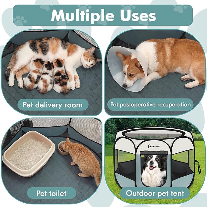 Dog Cat Playpen Indoor Outdoor for Puppy Pet Dogs Cat Recovery After Surgery - Image 2