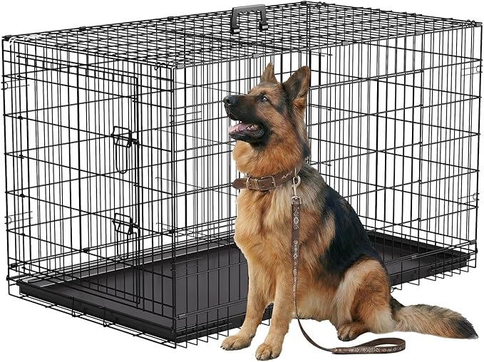 FDW 45 Inch Dog Crate for Large Dogs, Folding Metal Cage by FDW