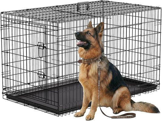 FDW 45 Inch Dog Crate for Large Dogs, Folding Metal Cage by FDW