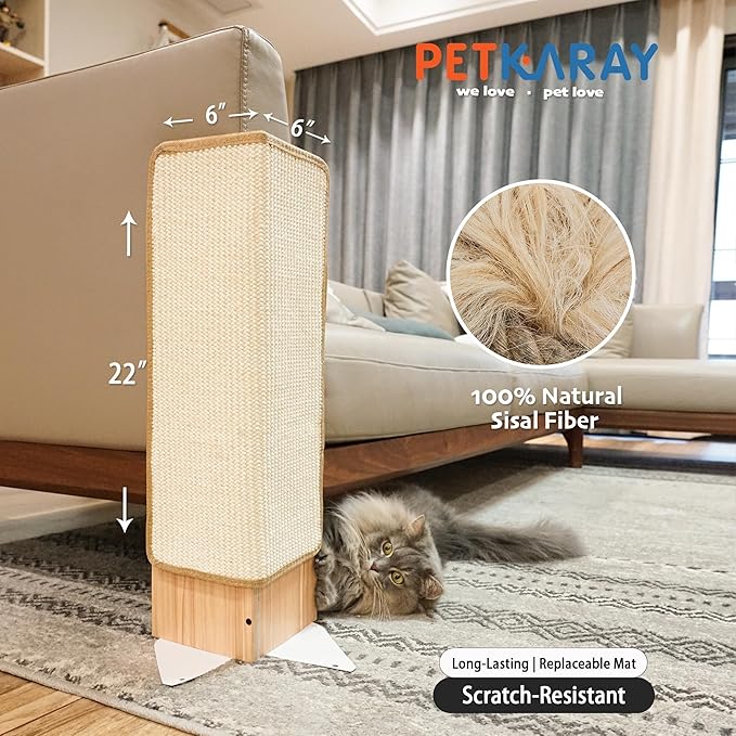 PETKARAY Couch Corner Cat Scratcher, Sisal Furniture Protector - Image 2
