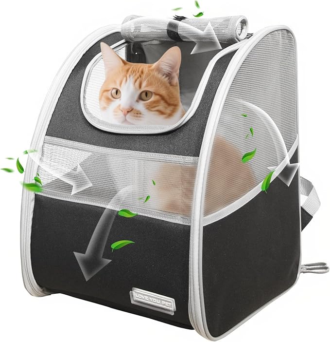 Cat Carrier Backpack with Reflector with Safety Leash Up to 15Lbs, Pet Carrier by LEYOUPET