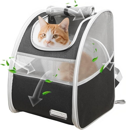 Cat Carrier Backpack with Reflector with Safety Leash Up to 15Lbs, Pet Carrier by LEYOUPET