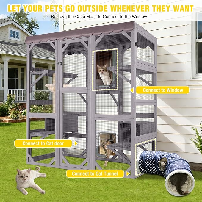 Aivituvin Catio Cat Enclosure Large Window Cat House - Image 2